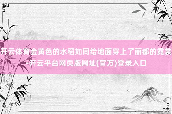 开云体育金黄色的水稻如同给地面穿上了丽都的霓裳-开云平台网页版网址(官方)登录入口