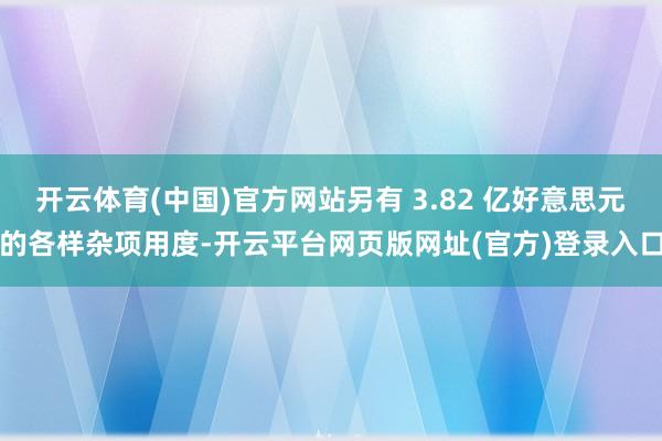 开云体育(中国)官方网站另有 3.82 亿好意思元的各样杂项用度-开云平台网页版网址(官方)登录入口